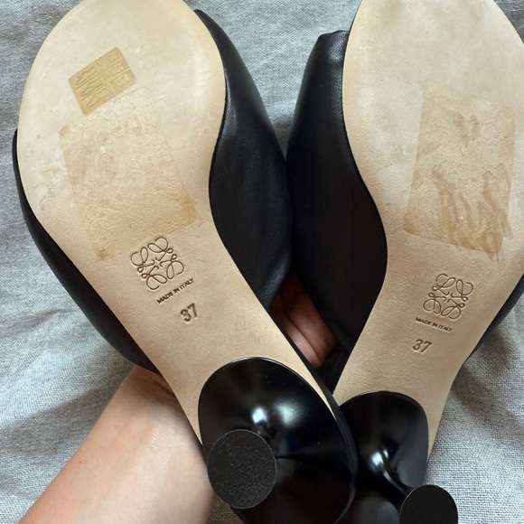 New Loewe Anagram Medallion Kitten Heel Shoes, Black Leather, Women's EU37 US7 - Picture 3 of 6